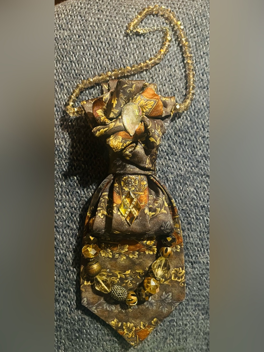 Gold and Brown Baroque Fabric Statement Necktie